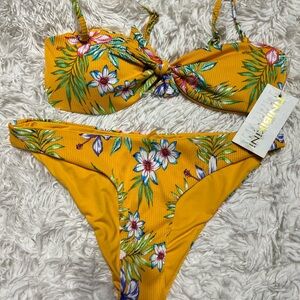 💛💛NWT- CUTE TINIBIKINI SWIMWEAR YELLOW WITH FLORAL BIKINI SZ XL💛💛